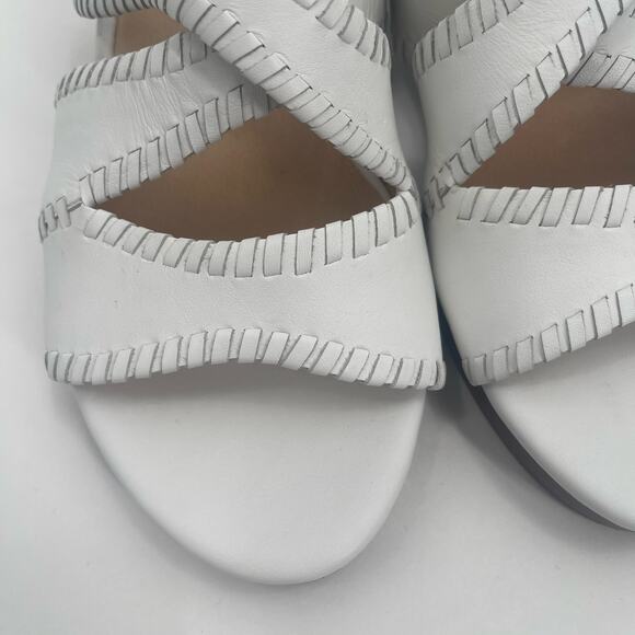 NEW JACK ROGERS Sandals Size 10 Jackie Mid Wedge White Leather Prep Summer NWOT - Picture 4 of 15